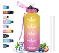 Grsta Drinking Bottle 1.5 Litres with Straw Gym with Motivational Slogan Water Bottle with Time Marking Sports Water Bottle for Camping Hiking Gym Running Yoga