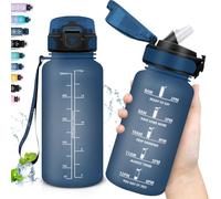 Grsta Kids Water Bottle, Easy to Carry 0.5 Litre Water Bottle with Time Scale, Leak Free Straw Bottle Motivational for Schools, Camping, Offices