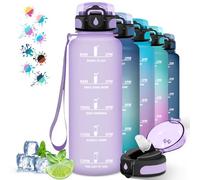 Grsta Motivational Water Bottle 1.5 Litre with Straw and Times for Drinking - Leak-Free Easy Clean for Sports Gym Hiking Yoga - Purple