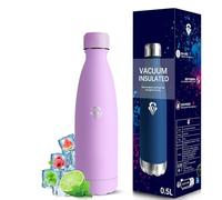 Grsta Stainless Steel Drinking Bottle, 0.5 litres, BPA-Free, Leak-Proof, 24 Hours Cold & 12 Hours Warm, Metal Water Bottle, Double-Walled, for School, Travel, Camping, Office