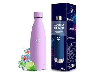 Grsta Stainless Steel Drinking Bottle, 0.5 litres, BPA-Free, Leak-Proof, 24 Hours Cold & 12 Hours Warm, Metal Water Bottle, Double-Walled, for School, Travel, Camping, Office