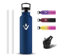 Grsta Stainless Steel Drinking Bottle, 750 Ml Leakproof Insulated Water Bottle with Straw, Thermos Bottle Suitable for Carbonated Water, Bottle