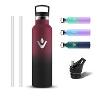 Grsta Stainless Steel Drinking Bottle, 750 Ml Leakproof Insulated Water Bottle with Straw, Thermos Bottle Suitable for Carbonated Water, Bottle