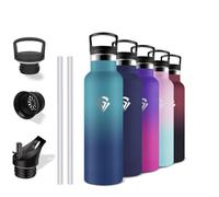 Grsta Stainless Steel Water Bottle, 500 ml, Children's Water Bottle, BPA-Free, Drinking Bottle with Straw, Leak-Proof, Insulated Flask, Double-Walled, Water Bottle for School, Travel,