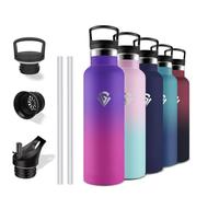 Grsta Stainless Steel Water Bottle, 750 ml Thermos Flask, Water Bottle with Straw, BPA-Free, Leak-Proof, Insulated Flask, Double-Walled, Water Bottle for Travel, Camping, Office,