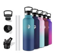Grsta Stainless Steel Water Bottle, 750 ml Thermos Flask, with Straw, BPA-Free, Metal Water Bottle, Leak-Proof, Suitable for Carbonated Drinks, Travel, Camping, Office, Hiking