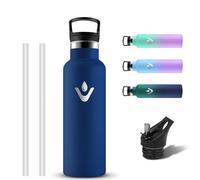 Grsta Stainless Steel Water Bottle, Thermos Flask, 500 ml, Leak-Proof, Children's Drinking Bottle with 2 Lids, BPA-Free Drinking Bottle with Straw, Water Bottle, Carbonated Drinks, Suitable for