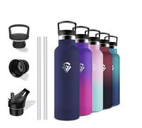 Grsta Thermos Flask, 0.5 Litre Stainless Steel Drinking Bottle, with Straw, BPA-Free, Leak-Proof, Double Walled, Bottle for School, Camping, Office, Travel, Running