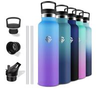 Grsta Thermos Flask, 1 Litre Stainless Steel Drinking Bottle with Straw, BPA-Free, Leak-Proof, Cold and Warm, Suitable for Carbonated Drinks, for Fitness, Camping, Hiking