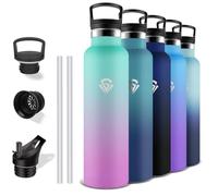 Grsta Thermos Flask, 1 Litre, Stainless Steel Drinking Bottle with Straw, BPA-Free, Leak-Proof, Double-Walled Vacuum Insulated, Water Bottle for Fitness, Camping, Hiking, Travel