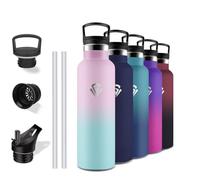 Grsta Thermos Flask, 750 ml Stainless Steel Drinking Bottle with Straw, BPA-Free, Leak-Proof, Double-Walled, Water Bottle for School, Camping, Hiking, Travel