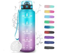 Grsta Water Bottle 1.5 Litres Sports Water Bottle with Filter Water Bottle with Time Marking Easy to Clean Leak-Proof for Fitness Camping Hiking Yoga