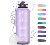 Grsta Water Bottle 1.5 Litres, Sports Water Bottle with Filter, Water Bottle with Time Marking, Leak-Proof, Water Bottle, Easy to Clean, Water Bottle for Fitness, Camping, Hiking, Yoga