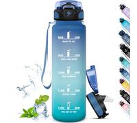 Grsta Water Bottle 1 L, Sports Water Bottle for Adults, Water Bottle with Straw, Easy to Clean, Water Bottle with Time Marking, Water Bottle for Fitness, Hiking, Camping, Outdoor