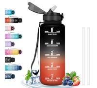 Grsta Water Bottle with Straw, Water Bottle 1.5 Litres, Hiking Water Bottle with Time Marking, Can Carry with You, Adult Water Bottle with Straw for Fitness, Camping, Outdoor