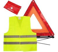 GRSTREE Car Emergency Kit, 3-Piece, High Brightness Warning Triangle, High Visibility Vest, First Aid Kit Storage Bag