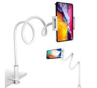 GRSTREE Phone Holder for Bed,360 Flexible Lazy Tablet Holder for Bed,with Adjustable 39.4" Long Arm Clamp Bracket Mount Phone Stand for 4.7~10.5" iPhone/iPad Air/Pro/mini/Tablet/Switch (White)