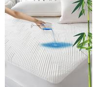 GRT Bamboo Waterproof Mattress Protector Super King - 3D Air Fiber Cooling Mattress Cover, Breathable Ultra Soft Noiseless Mattress Protector with 40cm Extra Deep Skirt (Super King - 182 x 200cm)