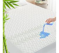 GRT King Size Waterproof Mattress Protector Rayon Bamboo - 3D Air Fiber Cooling Mattress Protector Cover, Breathable Mattress Pad Noiseless 8''-21'' Deep Pocket Machine Washable