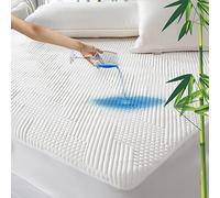 GRT King Waterproof Mattress Protector Rayon Bamboo - 3D Air Fiber Cooling Mattress Cover Breathable Ultra Soft, Mattress Pad Noiseless Fits up to 26'' Deep Pocket Washable