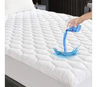GRT Mattress Topper Mattress Protector 160 x 190 cm, Waterproof Mattress Topper, Breathable Bed Sheet Topper, Fitted Sheet with Hexagonal Quilting Made of Noiseless Material Topper Protector White