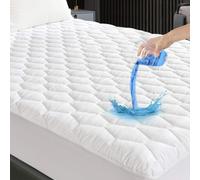 GRT Mattress Topper Mattress Protector 160x200cm, Waterproof Mattress Topper, Breathable Mattress Protector, Fitted Sheet with Hexagonal Quilting, Made of Soundless Material, Topper Protector White