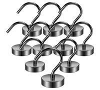 Grtard 10 Pack Black Strong Magnetic Hooks for Heavy Duty, 50 Pound Neodymium Magnetic Hooks for Hanging, Large Magnetic Hooks for Cruises, Magnets with Hooks for Home, Office