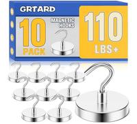 Grtard 110LBS Magnetic Hooks, 10 Pack Strong Magnetic Hooks for Cruise Cabins, Magnet Hooks Heavy Duty for Fridge, Magnets with Hook for Hanging, Grill, Garage, Cruise Ship Essentials (Silver)