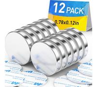 Grtard 12Pack Round Magnets, Powerful Permanent Rare Earth Magnets Round Magnets with Double-Sided Adhesive forHome, School, Office, DIY, Fridge, Craft- 0.78”D x 0.12”H