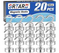 Grtard 20 Pack Magnetic Hooks, 22 lb+ Pull Neodymium Magnet Hooks Heavy Duty, Strong Magnets with Hook for Hanging, Cruise, Ceiling, Van, Tool, Magnetic Hook for Fridge, Kitchen, Workplace, Office