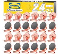 Grtard 24pack Rose Gold Magnetic Clips, Strong No-Scratch Refrigerator Magnets, Multi-Purpose Heavy Duty Clips for Fridge, Whiteboard, Locker, Classroom