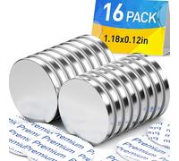 Grtard 30 x 3 mm 8 KG Pull Super Strong Neodymium Disc Magnets, 16pack, Silver, Round, Industrial Rare Earth Magnets