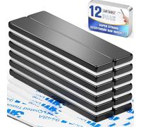 Grtard 4 Pack Neodymium Magnets 60x10x3mm Rare Earth Magnets Fridge Magnet Strips with Double Sided Adhesive for Multiple Use (4 Pack Black) (12)
