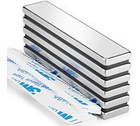 Grtard 6 Pack Strong Magnet, Bar Magnets, Neodymium Magnetic Bar, 60 x 10 x 3 mm Strong Flat Rare Earth Magnets, Powerful Whiteboard Magnet Strips with 6 Pcs Double-sided Adhesive for Multi-Use
