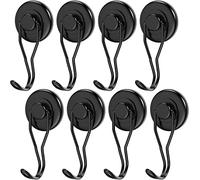 Grtard 8 Pack Magnetic Hooks Heavy Duty, 100 lb+ Swivel Swing Strong Neodymium Magnet Hooks, Strong Magnet with Hook Hanging for Fridge, Kitchen, Locker, BBQ Grill - Dia 32 MM