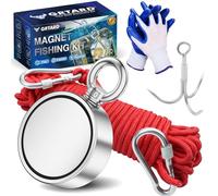Grtard Magnet Fishing, Fishing Magnets Kit, 1000 LBS (453 KG) Pulling Force Super Strong Magnet lift Kit, Double Sided Neodymium Magnets lift for River Salvage & Ground Search- 75 mm in Diameter