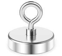 Grtard Strong Neodymium Fishing Magnets, 200 lbs(90 KG) Pulling Force Rare Earth Magnet with Countersunk Hole Eyebolt for Retrieving in River and Magnetic Fishing - Diameter 1.75 inch(45mm)