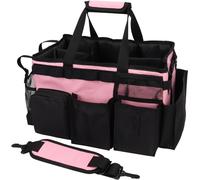 GRTCZYSL Cleaning Caddy Bag - Large Cleaning Supplies Organizer, Wearable Detailing Bag with Handles and Shoulder Strap - Pink