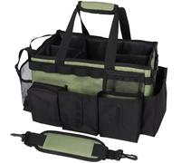 GRTCZYSL Large Cleaning Caddy Bag, Green, 5 Compartments, Shoulder Strap, Professional Cleaning Organizer