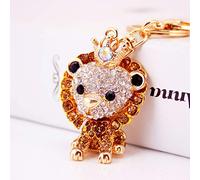 Grtdrm Cute Lion Shape Crystal Rhinestone Sparkling Keychain Bag Pendant Handbag Charm for Women Girls(Coffee), Coffee, M