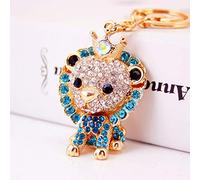 Grtdrm Cute Lion Shape Crystal Rhinestone Sparkling Keychain Bag Pendant Handbag Charm for Women Girls(Blue), Blue, M