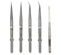 Grteark 5Pcs Precision Tweezers Set, Flat/Pointed/Curved Angled Locking Long Tweezers for Crafts, Medical Surgical, Lab, Soldering, Jewelry Crafting, Watch & Electronics/Car Repair,Splinter Removal