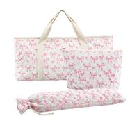 Grtheenumb 3 Pcs Mahjong Bags for Tiles and Racks and Mat, Quilted Floral Mahjong Tote Bag, Carrying Bag With Handle Style 2