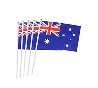 Grtheenumb 50 PCS Australia Stick Flag 5.5 x 8.3 Inch Small Hand Held Flag Mini Aussie Flag Stick Aussie flag