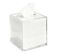 Grtheenumb Acrylic Tissue Box, Acrylic Tissue Box Holder, 5.5 Inch Square Clear Holder for Bathroom Kitchen Bedroom Office Hotel