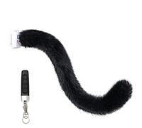 Grtheenumb Cat Costume, Electric Tail 28" Rechargeable Faux Cat Tail with Remote Control Removable Black Costume for Halloween, Cosplay, Party