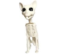 Grtheenumb Cat Skeleton, Skeleton Cat Scary Sitting Halloween Animals with Movable Jaw 8.5x6.9x3.1in Decor for Home, Party, Haunted House for Holidays