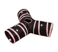 Grtheenumb Cat Tunnel Y-Shaped Paw-Print Cat Tube with Hanging Bell & Center Hole Foldable Play Tunnel Polyester Hideaway for Indoor