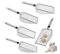 Grtheenumb Chicken Poop Scooper, 5Pcs Cat Litter Scoop, Stainless Steel Litter Scoop with Handle 2/2.8/3.8/4.3/5mm Compost Sieve with Hanging Ring for Cat Owners