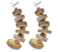 Grtheenumb Chinchilla Toys, 2Pcs Rabbit Chew Toys, Natural Safe Wood Rabbit, Fun Chew Bunny, Round Hamster Ball, Hanging Wood Toy for Rabbits, Chinchilla, Guinea Pigs, Hamsters